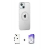 MARSİLYAN™- iPhone 14 Kılıf Yörünge Koleksiyonu - Siyah Bilvis 5in1 3D Magic Cam Ekran Koruyucu + Shine Kamera Lens - GI