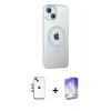 MARSİLYAN™- iPhone 14 Kılıf Yörünge Koleksiyonu - Siyah Bilvis 5in1 3D Magic Cam Ekran Koruyucu + Shine Kamera Lens - GI