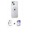 MARSİLYAN™- iPhone 14 Kılıf Yörünge Koleksiyonu - Siyah Bilvis 5in1 3D Magic Cam Ekran Koruyucu + Shine Kamera Lens - KI