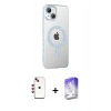 MARSİLYAN™- iPhone 14 Kılıf Yörünge Koleksiyonu - Siyah Bilvis 5in1 3D Magic Cam Ekran Koruyucu + Shine Kamera Lens - KI