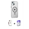 MARSİLYAN™- iPhone 14 Kılıf Yörünge Koleksiyonu - Siyah Bilvis 5in1 3D Magic Cam Ekran Koruyucu + Shine Kamera Lens - KI