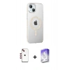 MARSİLYAN™- iPhone 14 Kılıf Yörünge Koleksiyonu - Siyah Bilvis 5in1 3D Magic Cam Ekran Koruyucu + Shine Kamera Lens - KI