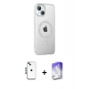 MARSİLYAN™- iPhone 14 Kılıf Yörünge Koleksiyonu - Siyah Bilvis 5in1 3D Magic Cam Ekran Koruyucu + Shine Kamera Lens - MI