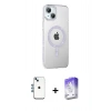 MARSİLYAN™- iPhone 14 Kılıf Yörünge Koleksiyonu - Siyah Bilvis 5in1 3D Magic Cam Ekran Koruyucu + Shine Kamera Lens - MI