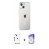 MARSİLYAN™- iPhone 14 Kılıf Yörünge Koleksiyonu - Siyah Bilvis 5in1 3D Magic Cam Ekran Koruyucu + Shine Kamera Lens - MI