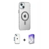 MARSİLYAN™- iPhone 14 Kılıf Yörünge Koleksiyonu - Siyah Bilvis 5in1 3D Magic Cam Ekran Koruyucu + Shine Kamera Lens - MI