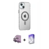 MARSİLYAN™- iPhone 14 Kılıf Yörünge Koleksiyonu - Siyah Bilvis 5in1 3D Magic Cam Ekran Koruyucu + Mor Raze Metal Kamera Lens