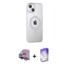 MARSİLYAN™- iPhone 14 Kılıf Yörünge Koleksiyonu - Siyah Bilvis 5in1 3D Magic Cam Ekran Koruyucu + Mor Raze Metal Kamera Lens