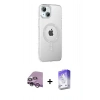 MARSİLYAN™- iPhone 14 Kılıf Yörünge Koleksiyonu - Siyah Bilvis 5in1 3D Magic Cam Ekran Koruyucu + Mor Raze Metal Kamera Lens