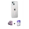 MARSİLYAN™- iPhone 14 Kılıf Yörünge Koleksiyonu - Siyah Bilvis 5in1 3D Magic Cam Ekran Koruyucu + Mor Raze Metal Kamera Lens