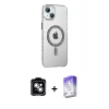 MARSİLYAN™- iPhone 14 Kılıf Yörünge Koleksiyonu - Siyah Bilvis 5in1 3D Magic Cam Ekran Koruyucu + PVD Metal Kamera Lens - GS