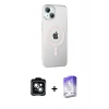 MARSİLYAN™- iPhone 14 Kılıf Yörünge Koleksiyonu - Siyah Bilvis 5in1 3D Magic Cam Ekran Koruyucu + PVD Metal Kamera Lens - YL