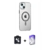 MARSİLYAN™- iPhone 14 Kılıf Yörünge Koleksiyonu - Siyah Bilvis 5in1 3D Magic Cam Ekran Koruyucu + PVD Metal Kamera Lens - SH