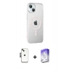 MARSİLYAN™- iPhone 14 Kılıf Yörünge Koleksiyonu - Siyah Bilvis 5in1 3D Magic Cam Ekran Koruyucu + Shine Kamera Lens - SH