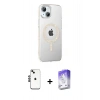 MARSİLYAN™- iPhone 14 Kılıf Yörünge Koleksiyonu - Siyah Bilvis 5in1 3D Magic Cam Ekran Koruyucu + Shine Kamera Lens - SH