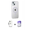 MARSİLYAN™- iPhone 14 Kılıf Yörünge Koleksiyonu - Siyah Bilvis 5in1 3D Magic Cam Ekran Koruyucu + Shine Kamera Lens - SH