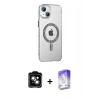 MARSİLYAN™- iPhone 14 Kılıf Yörünge Koleksiyonu - Siyah Bilvis 5in1 3D Magic Cam Ekran Koruyucu + PVD Metal Kamera Lens - TU
