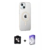 MARSİLYAN™- iPhone 14 Kılıf Yörünge Koleksiyonu - Siyah Bilvis 5in1 3D Magic Cam Ekran Koruyucu + PVD Metal Kamera Lens - TU