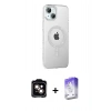 MARSİLYAN™- iPhone 14 Kılıf Yörünge Koleksiyonu - Siyah Bilvis 5in1 3D Magic Cam Ekran Koruyucu + PVD Metal Kamera Lens - TU