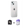 MARSİLYAN™- iPhone 14 Kılıf Yörünge Koleksiyonu - Siyah Bilvis 5in1 3D Magic Cam Ekran Koruyucu + PVD Metal Kamera Lens - TU