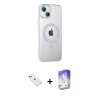 MARSİLYAN™- iPhone 14 Kılıf Yörünge Koleksiyonu - Siyah Bilvis 5in1 3D Magic Cam Ekran Koruyucu + Diamond Kamera Lens - YL
