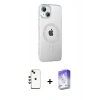MARSİLYAN™- iPhone 14 Kılıf Yörünge Koleksiyonu - Siyah Bilvis 5in1 3D Magic Cam Ekran Koruyucu + Shine Kamera Lens - YL