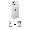 MARSİLYAN™- iPhone 14 Kılıf Yörünge Koleksiyonu - Siyah Bilvis 5in1 3D Magic Cam Ekran Koruyucu + Shine Kamera Lens - YL