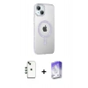 MARSİLYAN™- iPhone 14 Kılıf Yörünge Koleksiyonu - Siyah Bilvis 5in1 3D Magic Cam Ekran Koruyucu + Shine Kamera Lens - YL