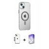 MARSİLYAN™- iPhone 14 Kılıf Yörünge Koleksiyonu - Siyah Bilvis 5in1 3D Magic Cam Ekran Koruyucu + Shine Kamera Lens - YL