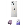 MARSİLYAN™- iPhone 14 Kılıf Yörünge Koleksiyonu - Siyah Bilvis 5in1 5D Magic Hayalet Cam Ekran Koruyucu + Raze Metal Kamera Lens - MR