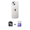 MARSİLYAN™- iPhone 14 Kılıf Yörünge Koleksiyonu - Siyah Bilvis 5in1 5D Magic Hayalet Cam Ekran Koruyucu + PVD Metal Kamera Lens - SH