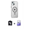 MARSİLYAN™- iPhone 14 Kılıf Yörünge Koleksiyonu - Siyah Bilvis 5in1 5D Magic Hayalet Cam Ekran Koruyucu + PVD Metal Kamera Lens - MI