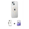 MARSİLYAN™- iPhone 14 Kılıf Yörünge Koleksiyonu - Siyah Bilvis 5in1 5D Magic Hayalet Cam Ekran Koruyucu + Shine Kamera Lens - GD