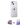 MARSİLYAN™- iPhone 14 Kılıf Yörünge Koleksiyonu - Siyah Bilvis 5in1 5D Magic Hayalet Cam Ekran Koruyucu + Raze Metal Kamera Lens - GS