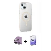 MARSİLYAN™- iPhone 14 Kılıf Yörünge Koleksiyonu - Siyah Bilvis 5in1 5D Magic Hayalet Cam Ekran Koruyucu + Raze Metal Kamera Lens - GS
