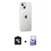 MARSİLYAN™- iPhone 14 Kılıf Yörünge Koleksiyonu - Siyah Bilvis 5in1 5D Magic Hayalet Cam Ekran Koruyucu + PVD Metal Kamera Lens - MI