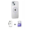 MARSİLYAN™- iPhone 14 Kılıf Yörünge Koleksiyonu - Siyah Bilvis 5in1 5D Magic Hayalet Cam Ekran Koruyucu + Shine Kamera Lens - SH