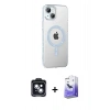 MARSİLYAN™- iPhone 14 Kılıf Yörünge Koleksiyonu - Siyah Bilvis 5in1 5D Magic Hayalet Cam Ekran Koruyucu + PVD Metal Kamera Lens - SH