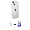 MARSİLYAN™- iPhone 14 Kılıf Yörünge Koleksiyonu - Siyah Bilvis 5in1 5D Magic Hayalet Cam Ekran Koruyucu + Diamond Kamera Lens - SABE
