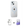 MARSİLYAN™- iPhone 14 Kılıf Yörünge Koleksiyonu - Siyah Bilvis 5in1 5D Magic Hayalet Cam Ekran Koruyucu + Shine Kamera Lens - SH