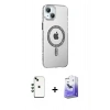 MARSİLYAN™- iPhone 14 Kılıf Yörünge Koleksiyonu - Siyah Bilvis 5in1 5D Magic Hayalet Cam Ekran Koruyucu + Shine Kamera Lens - YL