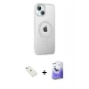 MARSİLYAN™- iPhone 14 Kılıf Yörünge Koleksiyonu - Siyah Bilvis 5in1 5D Magic Hayalet Cam Ekran Koruyucu + Diamond Kamera Lens - SABE