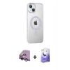 MARSİLYAN™- iPhone 14 Kılıf Yörünge Koleksiyonu - Siyah Bilvis 5in1 5D Magic Hayalet Cam Ekran Koruyucu + Raze Metal Kamera Lens - MR