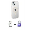 MARSİLYAN™- iPhone 14 Kılıf Yörünge Koleksiyonu - Siyah Bilvis 5in1 5D Magic Hayalet Cam Ekran Koruyucu + Shine Kamera Lens - YL