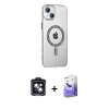 MARSİLYAN™- iPhone 14 Kılıf Yörünge Koleksiyonu - Siyah Bilvis 5in1 5D Magic Hayalet Cam Ekran Koruyucu + PVD Metal Kamera Lens - SH