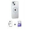 MARSİLYAN™- iPhone 14 Kılıf Yörünge Koleksiyonu - Siyah Bilvis 5in1 5D Magic Hayalet Cam Ekran Koruyucu + Shine Kamera Lens - YL