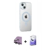 MARSİLYAN™- iPhone 14 Kılıf Yörünge Koleksiyonu - Siyah Bilvis 5in1 5D Magic Hayalet Cam Ekran Koruyucu + Raze Metal Kamera Lens - GS