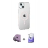 MARSİLYAN™- iPhone 14 Kılıf Yörünge Koleksiyonu - Siyah Bilvis 5in1 5D Magic Hayalet Cam Ekran Koruyucu + Raze Metal Kamera Lens - GS