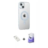 MARSİLYAN™- iPhone 14 Kılıf Yörünge Koleksiyonu - Siyah Bilvis 5in1 5D Magic Hayalet Cam Ekran Koruyucu + Diamond Kamera Lens - SABE