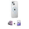 MARSİLYAN™- iPhone 14 Kılıf Yörünge Koleksiyonu - Siyah Bilvis 5in1 5D Magic Hayalet Cam Ekran Koruyucu + Raze Metal Kamera Lens - MR